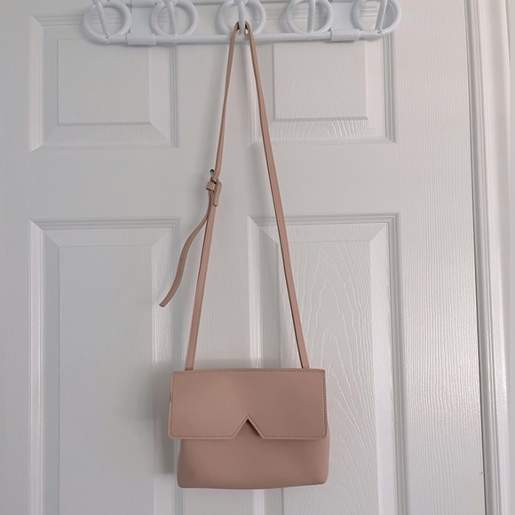 Dusty Rose Faux Leather Crossbody Purse - Picture 1 of 5